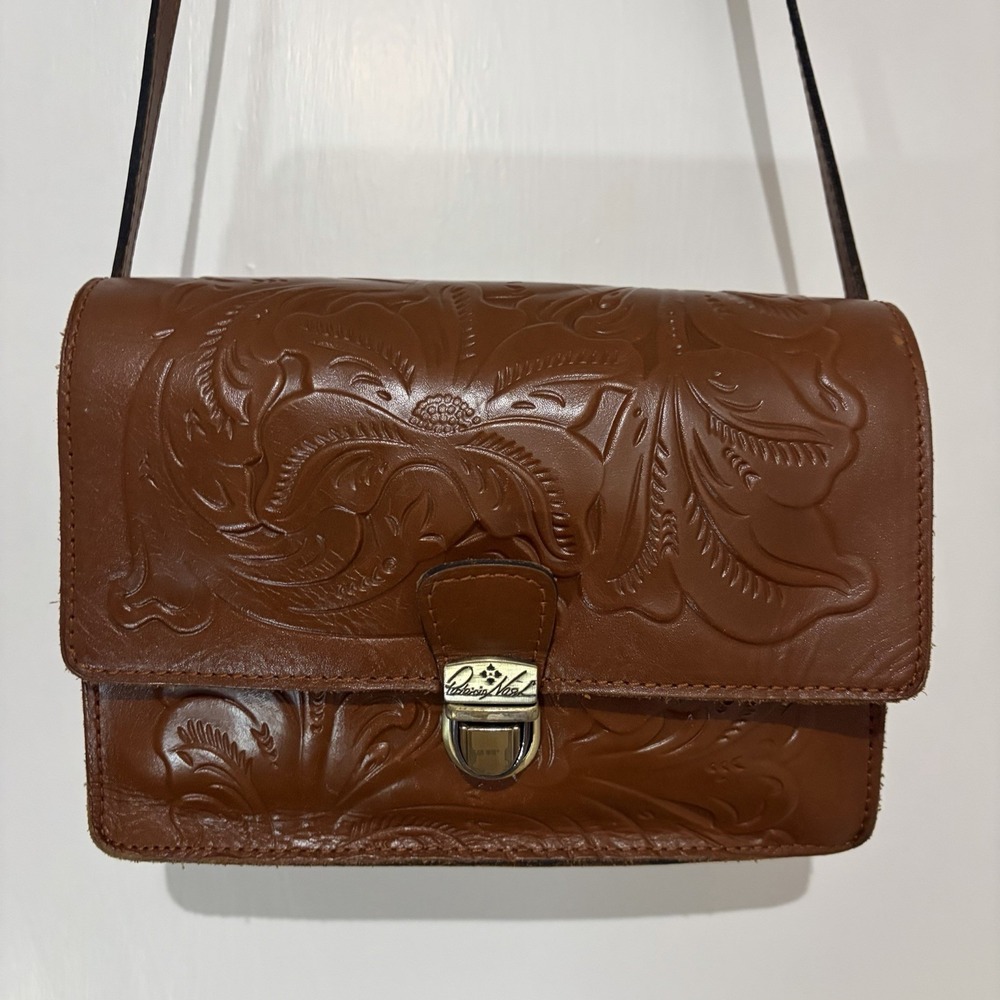 Patricia Nash Locri Tooled Leather Crossbody Bag Florence Brown P89407x